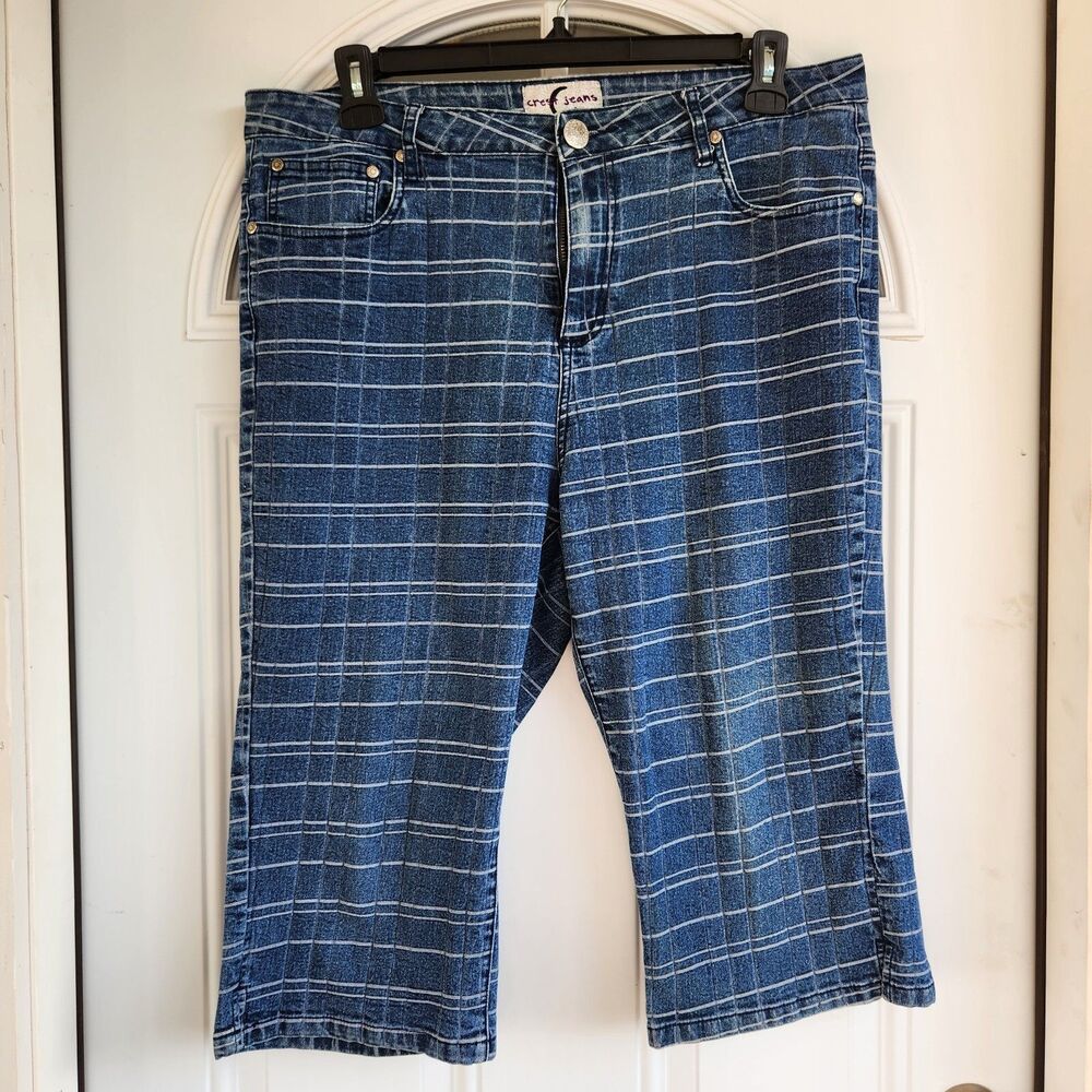 Crest Jeans‎ Womens SZ 19/20 Plaid Cropped Wide Leg Y2K Vintage Juniors Urban